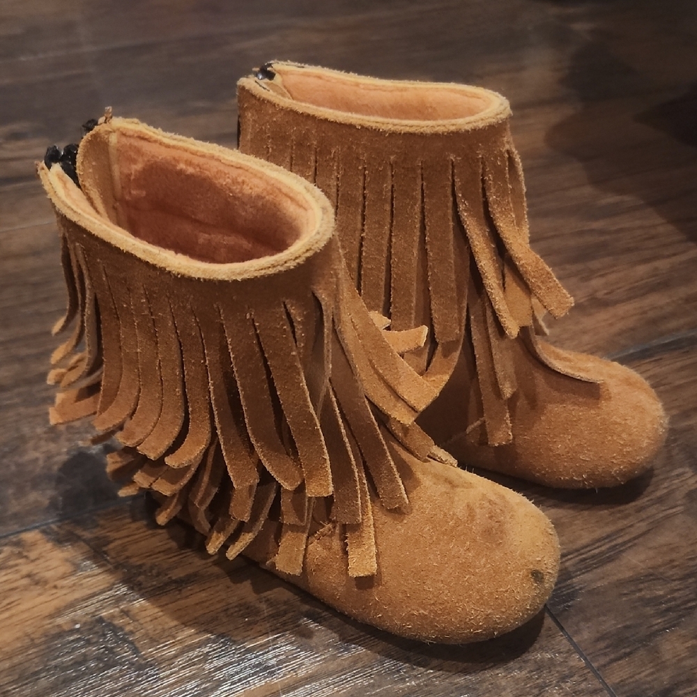 Monkey Feet Brown Fringe Ankle Boots